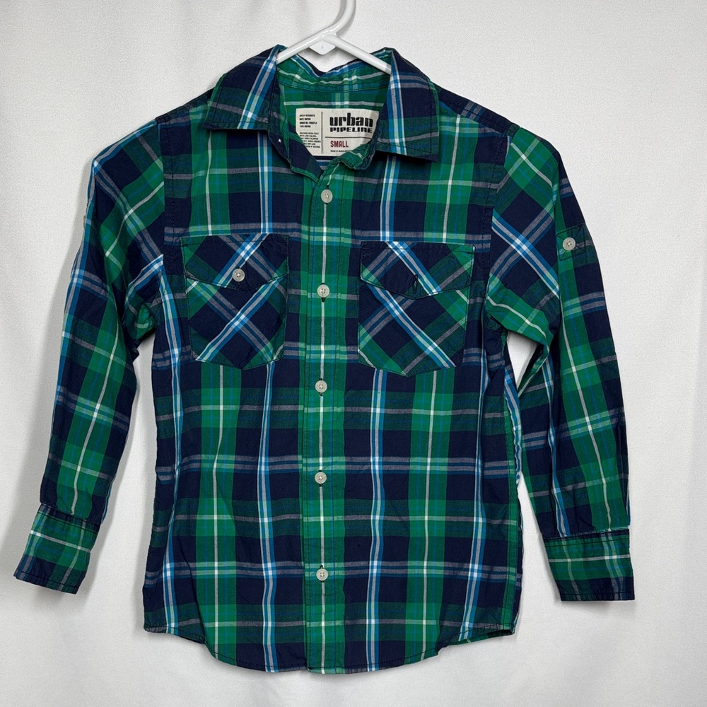 💜3/$15 Urban Pipeline Boys’ Plaid Button-Up Shirt